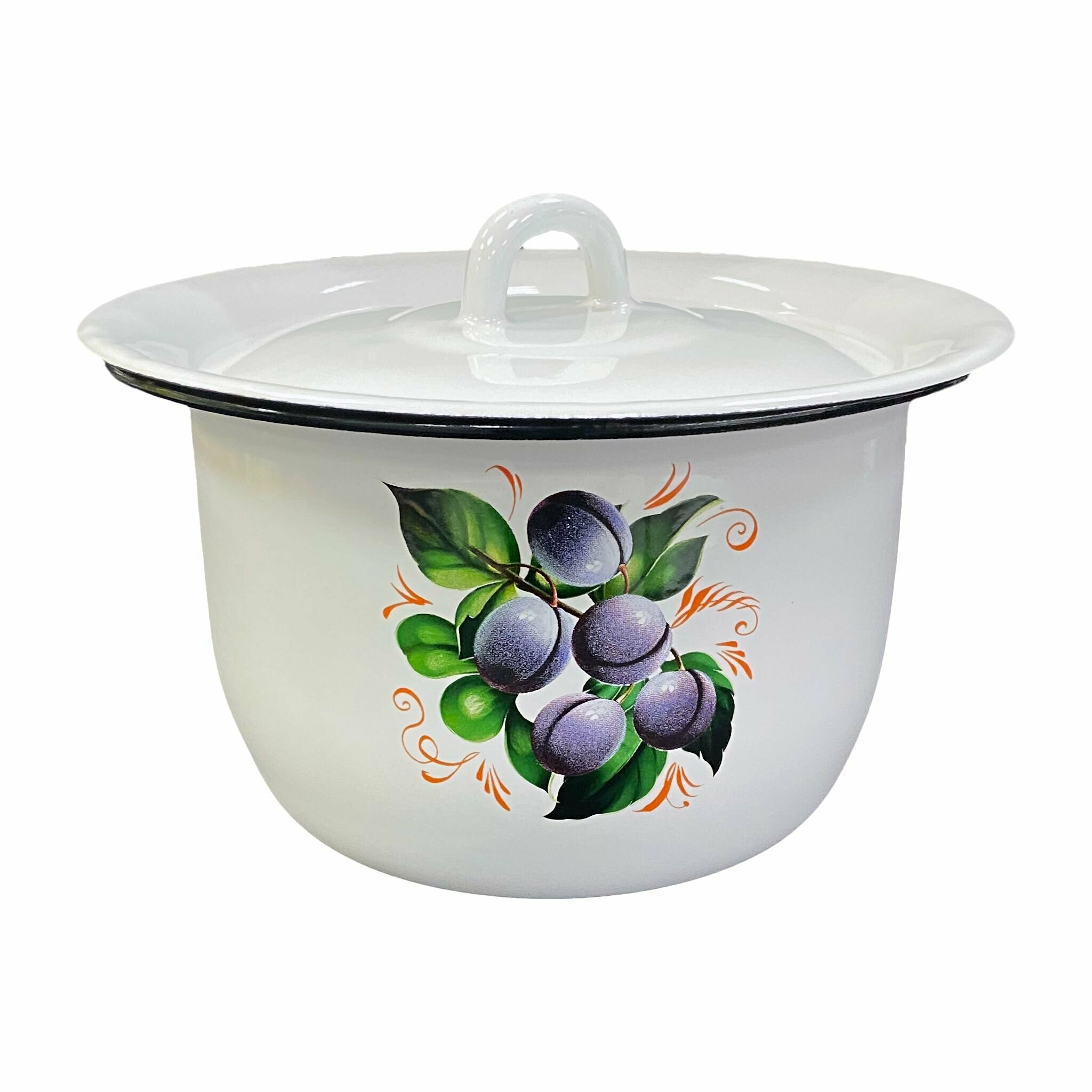 Эмалированная ночная ваза, ночной горшок для взрослых 3л с рисунком "Сливы"