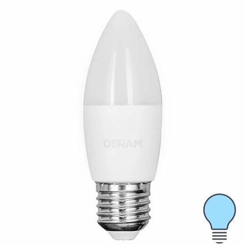 фото Лампа светодиодная osram свеча 5вт 470лм e27 холодный белый свет