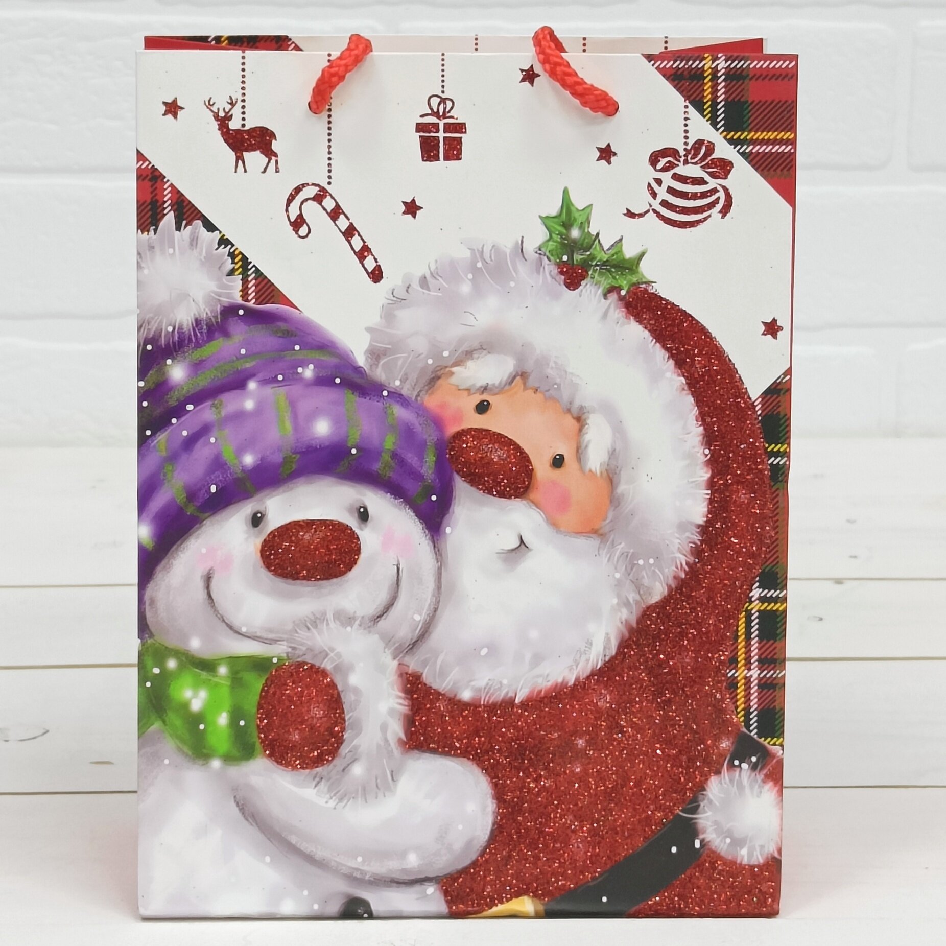 Сумка подарочная Дед Мороз новогодняя размер: 18х24х85 см в ассортименте