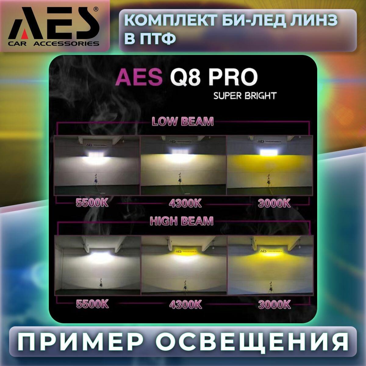 Комплект Би-лед линз в ПТФ для Lexus RX270 (2010-2015) Q8proTriColor Foglight Bi-LED Laser 5500/4300/3000K (2 модуля, 2 кронштейна) — фото 4