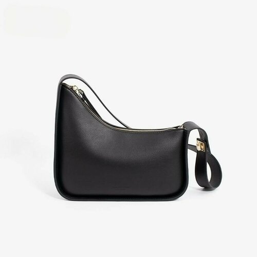 Сумка  багет , фактура гладкая, черный