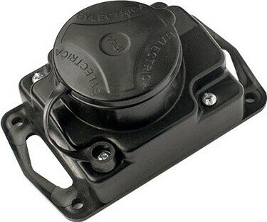 Розетка 1-ая переносная (с/з, 16А, 250В, брызг. защ.) черная, Bylectrica (Р16-413) (BYLECTRICA)