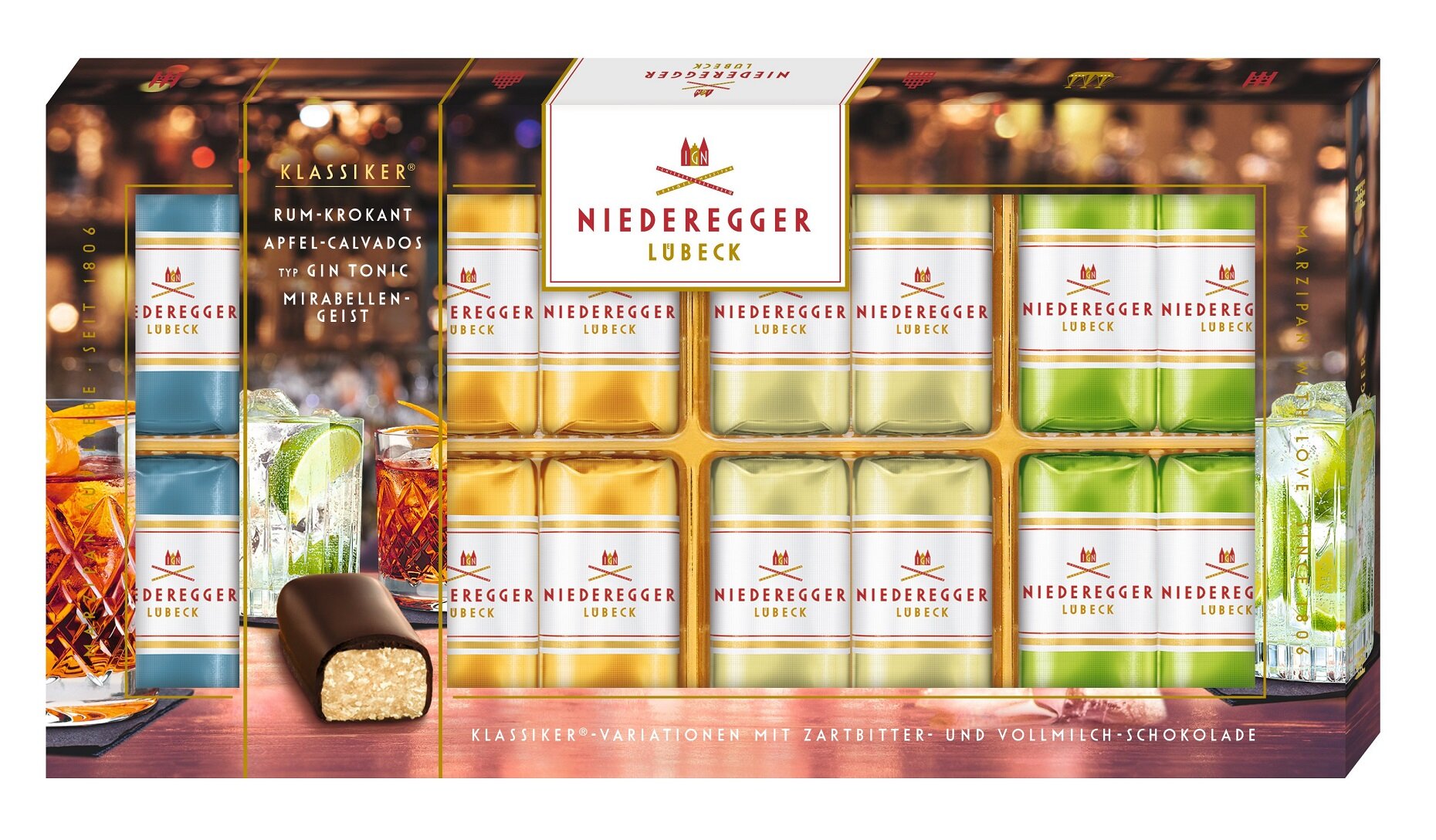 Марципановые конфеты "Вариации с алкоголем" Niederegger, 200 гр.