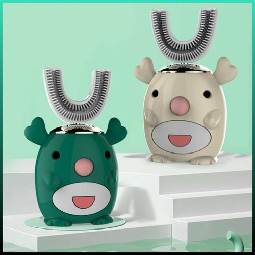 Ультразвуковая электрическая зубная щетка для детей U-типа автоматический пищевой силикон 5 скоростей 86000₽