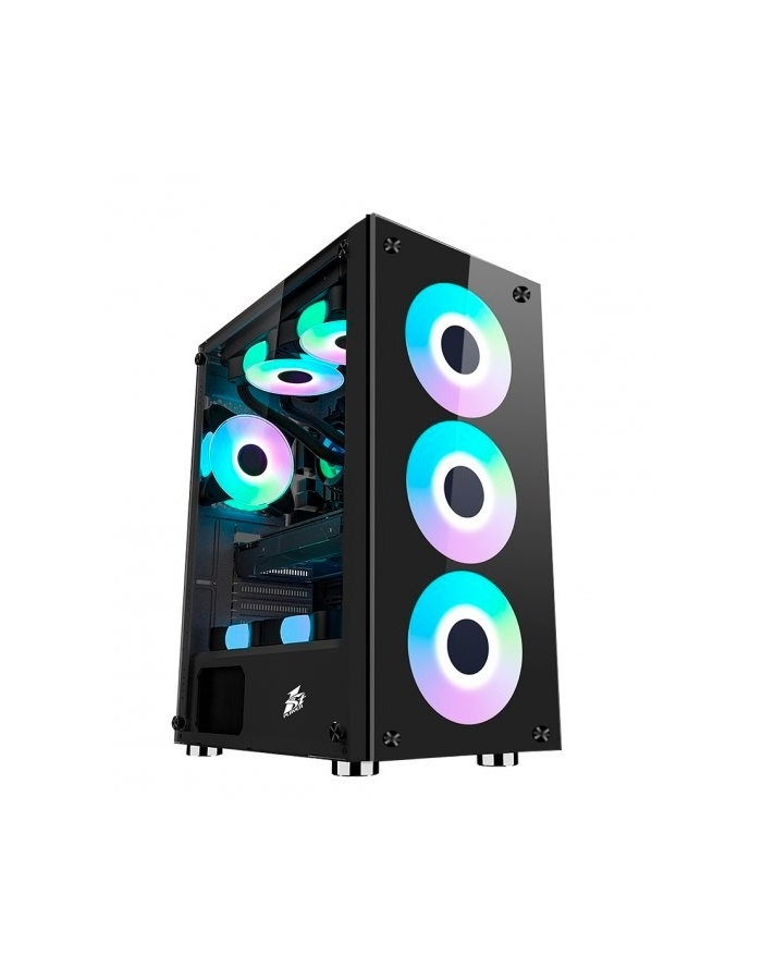 1STPLAYER Корпус FIRE DANCING V7 ATX TG 4x120mm LED fans inc. V7-4F1