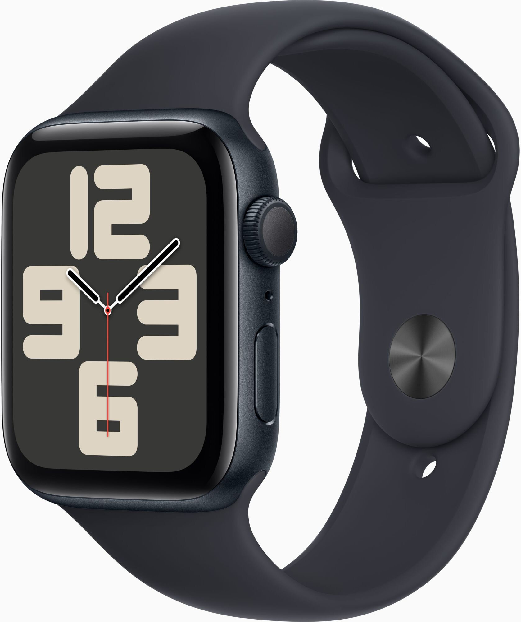 Смарт-часы Apple Watch SE 2023 A2723 44мм OLED корп. темная ночь Sport Band рем. темная ночь разм. брасл: S/M (MRE73LL/A)