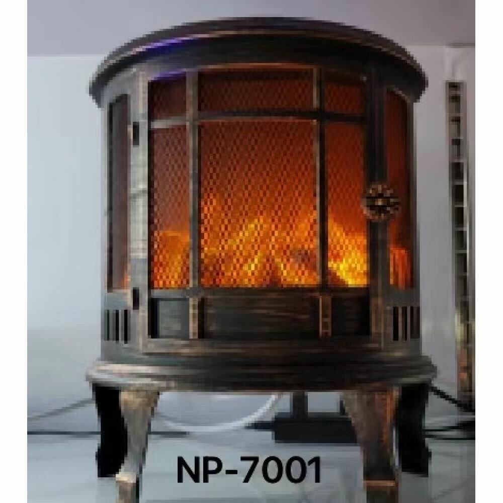 Камин 245*127*30 см пластик стекло круглый на ножках коричневый NP-7001