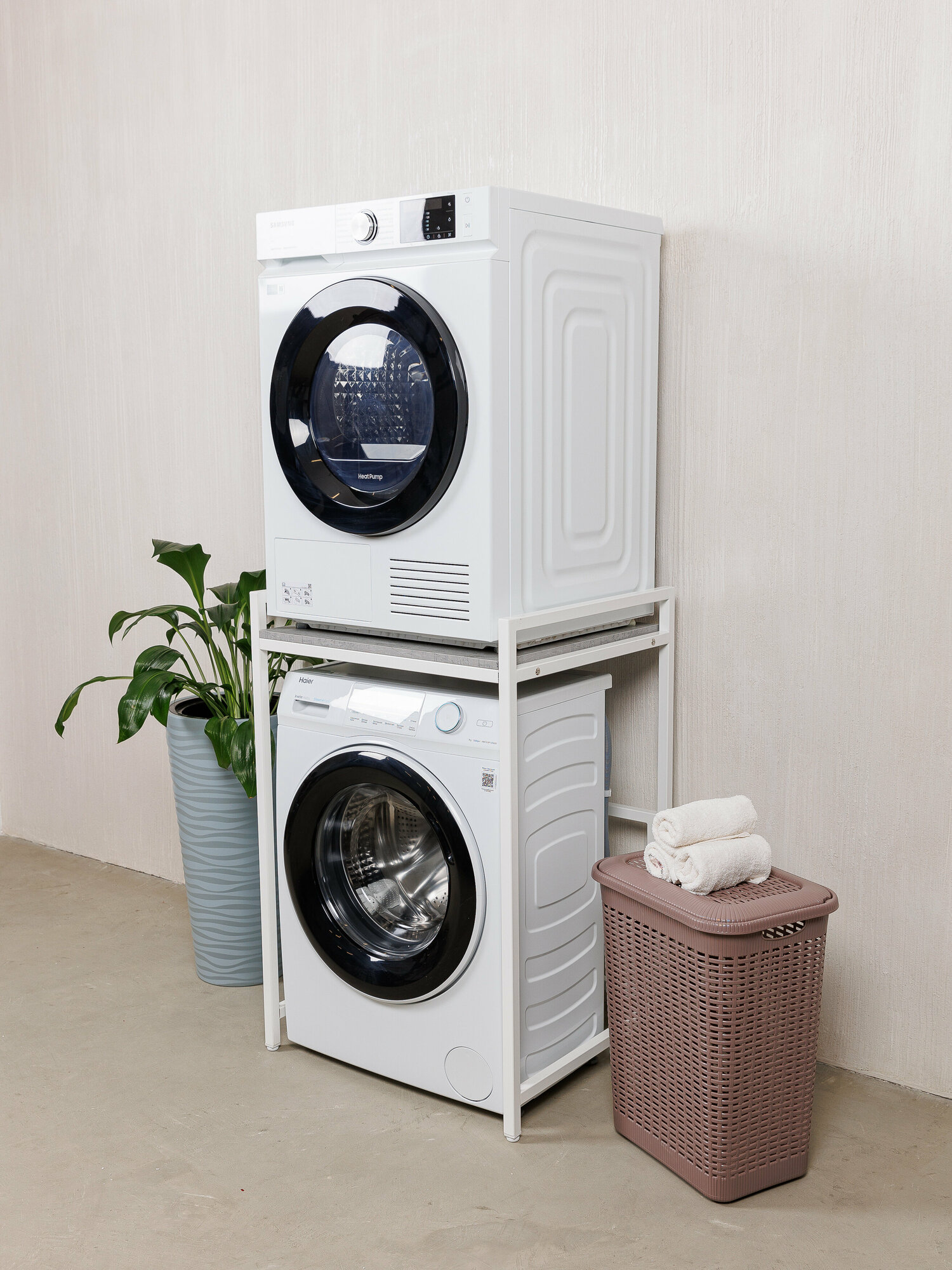 Стеллаж для стиральной машины/Стеллаж для сушильной машины/Для ванной комнаты/Серый