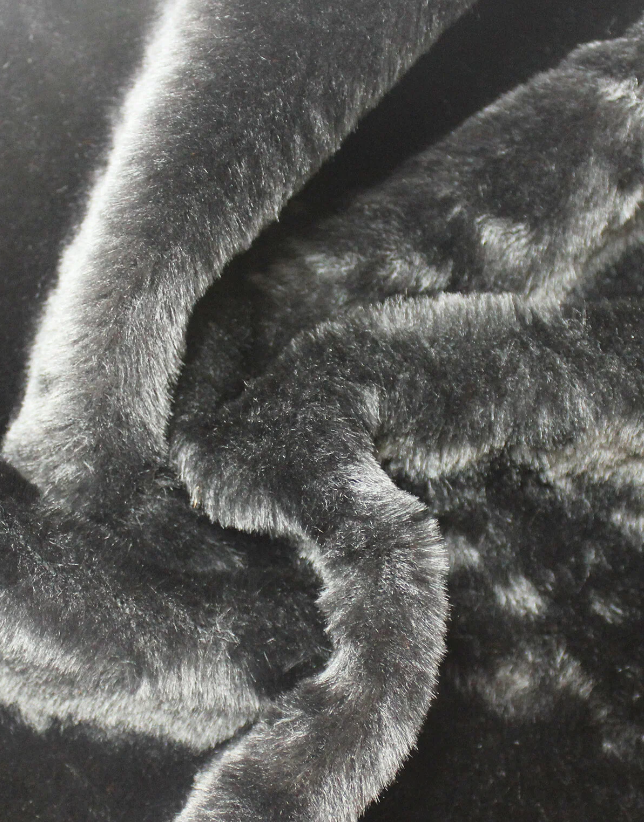 Ткань Мех искусственный чёрный с ворсом 9 мм для шитья игрушек и рукоделия, И-83, отрез, отрез 43x50 см