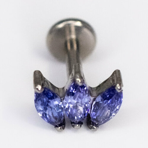 Серьги одиночные Zloster, фианит, размер 6 мм, фиолетовый