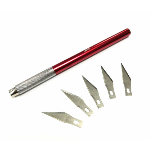 Нож с цанговым зажимом, алюминиевая ручка + 5 лезвий, JAS-4020 jas набор ножей с цанговым зажимом 22 предмета jas 4023