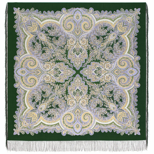 фото Платок павловопосадская платочная мануфактура, 146х146 см, зеленый