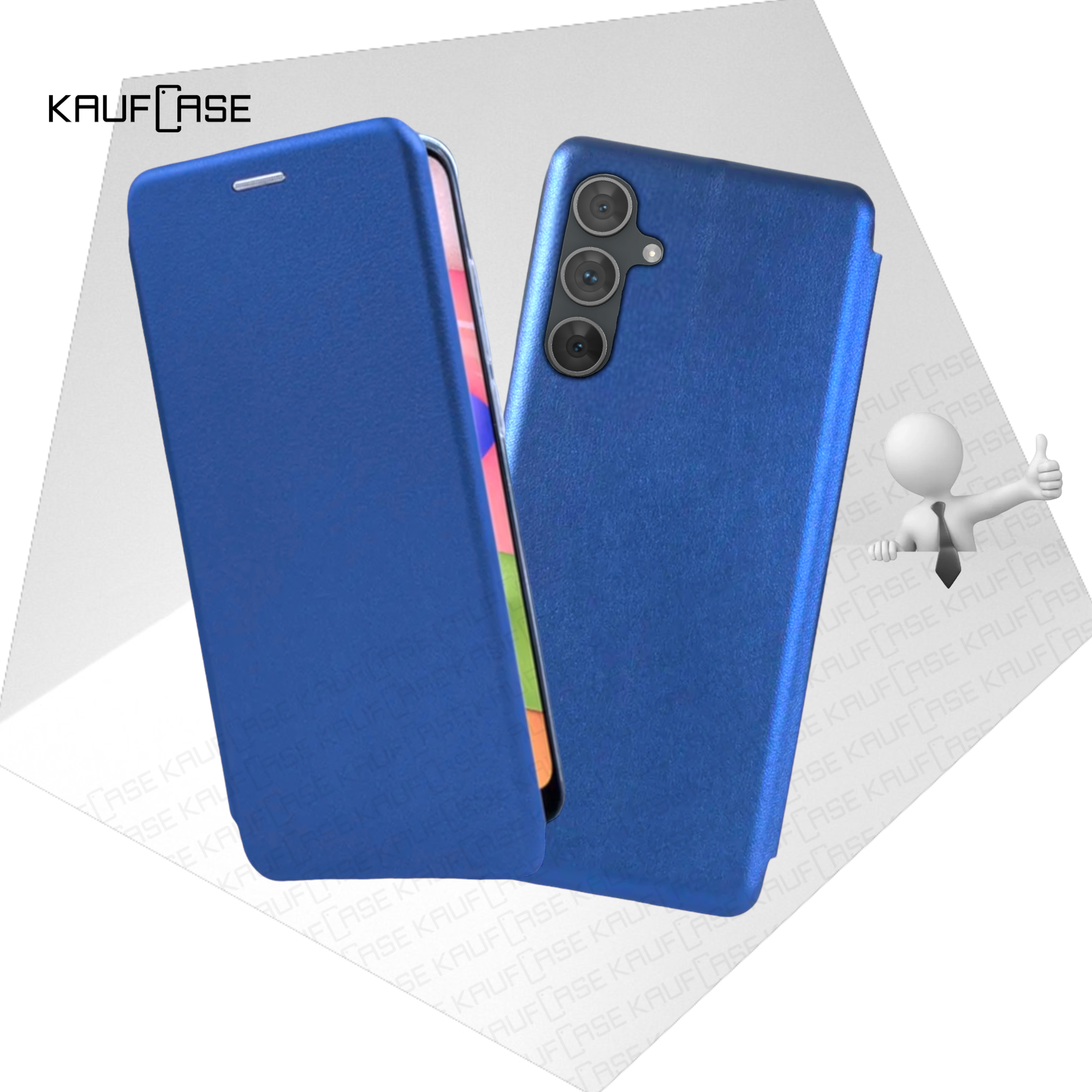 Чехол книжка для телефона Samsung A15 (6.5"), синий. Текстура под кожу
