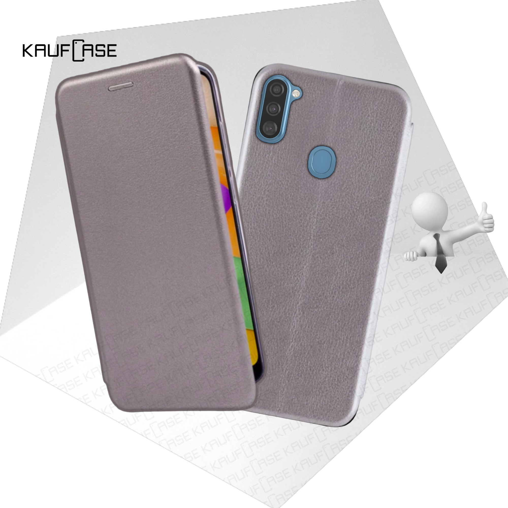 Чехол книжка для телефона Samsung A11 /M11 (A115 /M115) (6.4"), серебро. Текстура под кожу