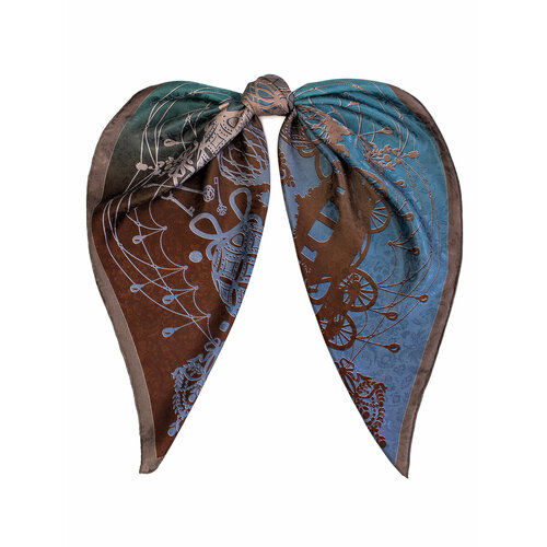 фото Платок eleganzza,90х90 см, синий, коричневый