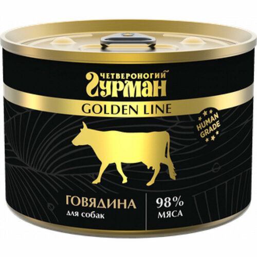 Корм влажный (консервы) Четвероногий Гурман Golden Line для взрослых собак всех пород, в желе, говядина, 525 г х 6 шт