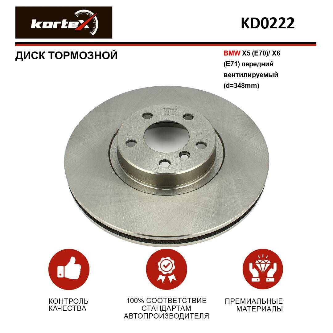 Тормозной диск Kortex для Bmw X5 (E70) / X6 (E71) перед. вент.(d-348mm) OEM 34116771986, 34116793244, 34116868938, 92160903, 92160905, DF4853S, KD02