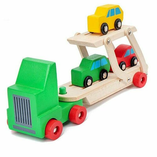 Деревянная игрушка. Детский автовоз с автомобилями