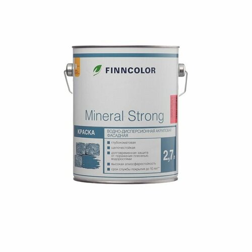 finncolor mineral strong краска фасадная водно дисперсионная матовая база c 2 7л Краска ВД Finncolor Mineral Strong Tikkurila акриловая фасадная 2,7 л, красная