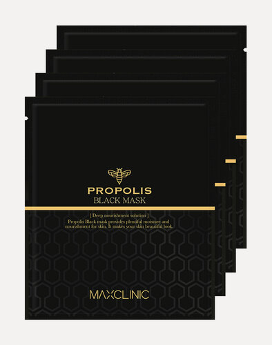 Изображение товара MAXCLINIC Propolis Black Mask Маска для лица черная с прополисом для питания и эластичности кожи, 4 х20мл