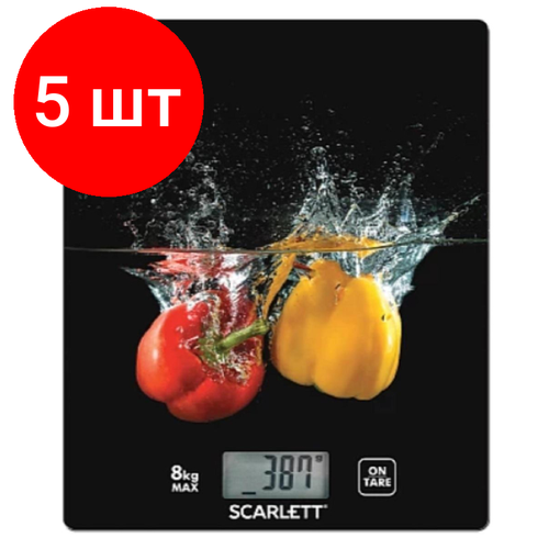 Комплект 5 штук, Весы кухонные SCARLETT SC-KS57P63, 8кг, перцы