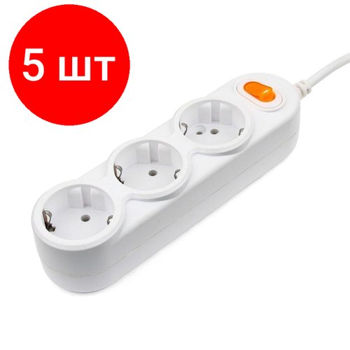 Комплект 5 штук, Удлинитель Power Cube, 3р/1.5 м с/з выкл, 2200 Вт, 10 А(PC-2-1.5M) удлинитель power cube удлинитель бытовой pc y 5 3s 5 3р с з выкл 2200 вт 10 а 5 м 3 1 0 3 розетки 5 м