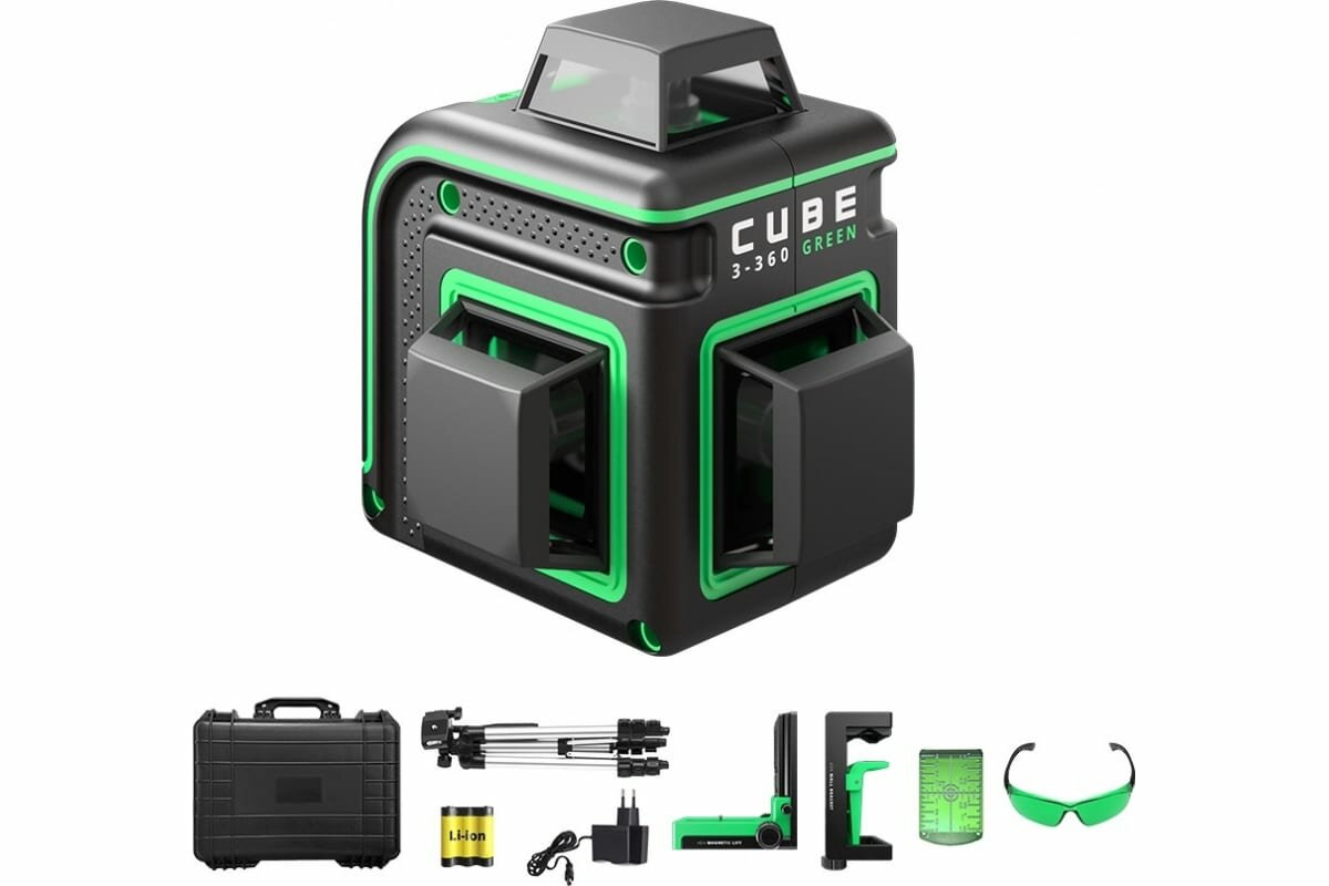 Лазерный уровень ADA instruments Cube 3-360 Green Ultimate Edition (А00569) со штативом