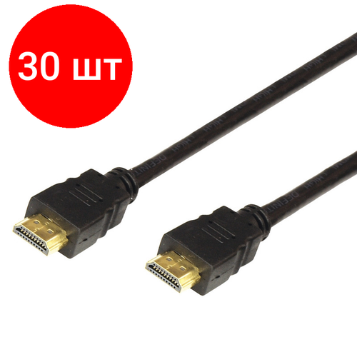 Комплект 30 штук, Кабель HDMI - HDMI, М/М, 2 м, v1.4, фер, поз. р, Rexant, чер, 17-6204