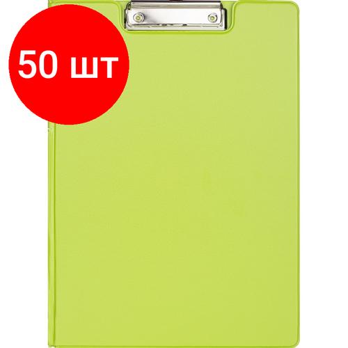 Комплект 50 штук, Папка-планшет с зажимом и крышкой Attache Bright colours A4 лайм