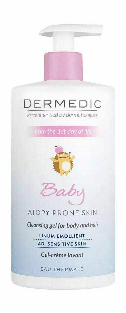 Очищающий крем-гель для детей 570 мл Dermedic Linum Emolient Baby Cleansing Gel for Body and Hair