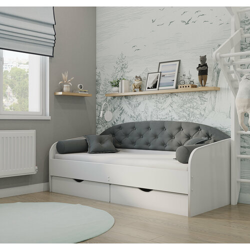 Matrix кровать с мягкой спинкой Sofa 9, 160x80 см, цвет графит