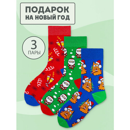 фото Носки мачо, 3 пары, 3 уп., размер 36-40, зеленый, синий, красный
