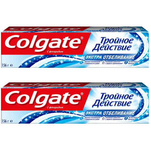 Зубная паста Colgate, Тройное действие, экстра отбеливание, 100 мл, 2 шт зубная паста colgate тройное действие экстра отбеливание 100 мл