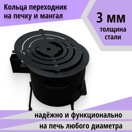 Адаптер , кольца для печи под казан , диаметр 450 мм. кольца горячая сталь для печи под казан 5 мм размер 390 мм