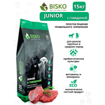 Сухой корм для щенков биско Bisko говядина 1 уп. х 1 шт. х 15 кг (для средних и крупных пород) - изображение