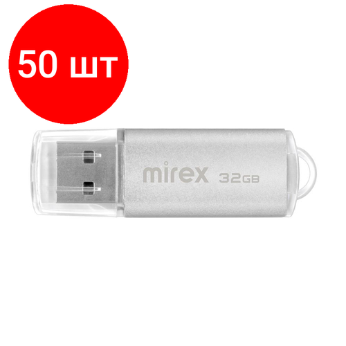 Комплект 50 штук, Флеш-память Mirex USB UNIT SILVER 32Gb (13600-FMUUSI32 ) usb flash drive 16gb mirex unit silver 13600 fmuusi16