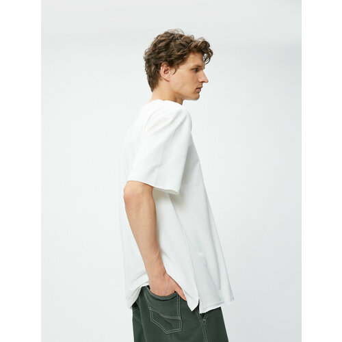 фото Футболка koton, размер l, бежевый, белый