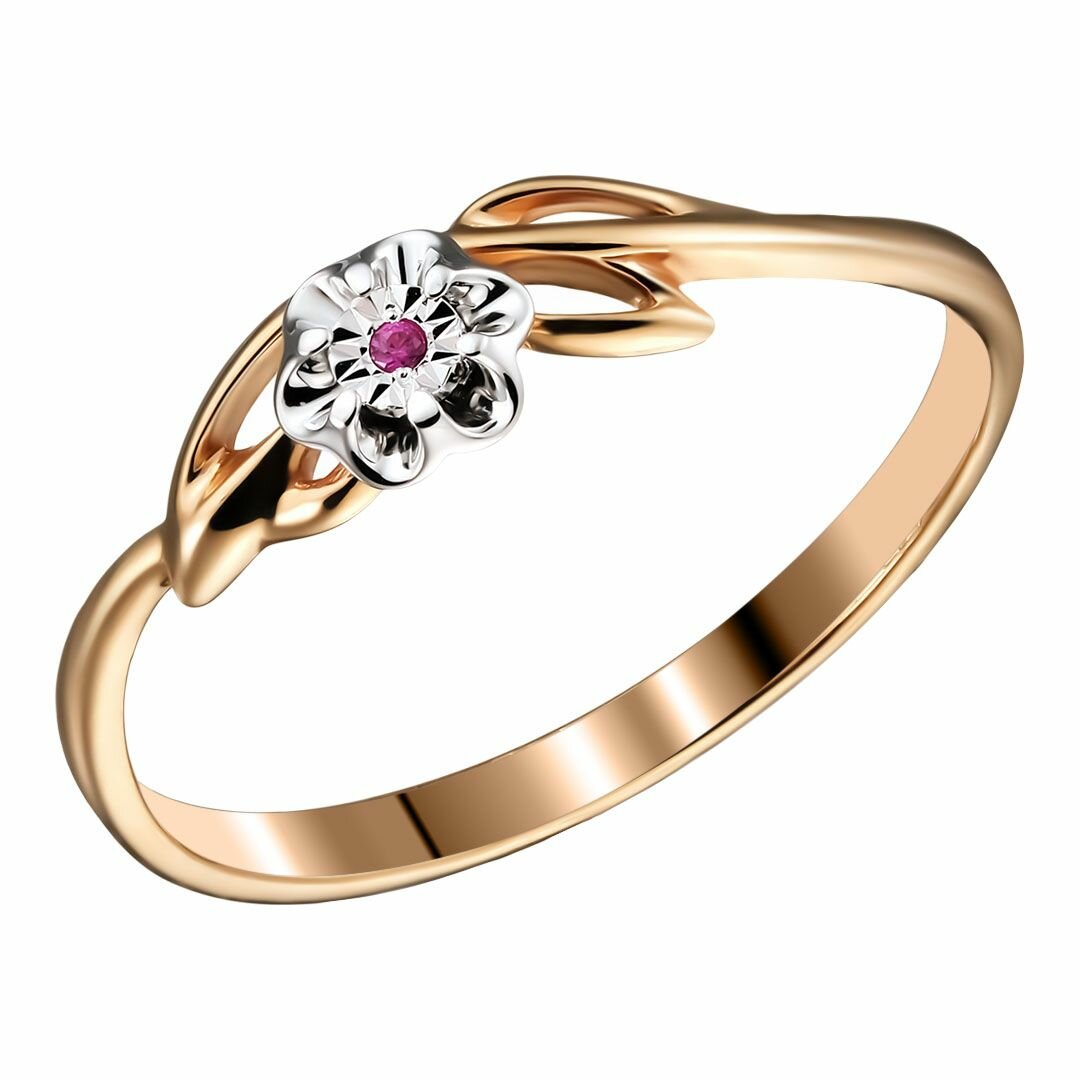 Перстень UVI Ювелирочка Золотое кольцо с рубином, красное золото, 585 проба, рубин