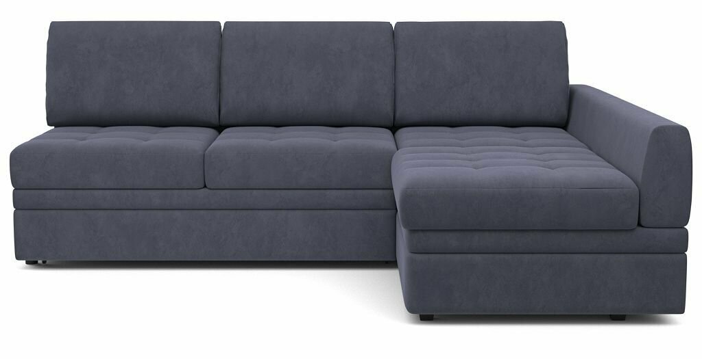 Угловой диван-кровать PUSHE раскладной Бруно, правый угол, велюр, серый Formula 998