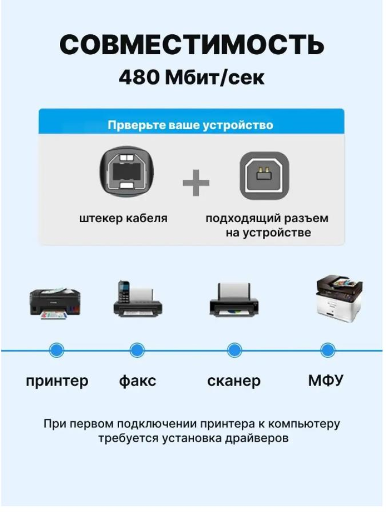 Кабель Vention USB 20 AM/BM (VAS-A16-B-100)