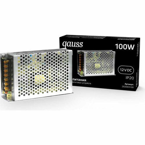 Блок питания Gauss LED STRIP PS 100W 12V gauss блок питания gauss led strip ps 12v 60w ip20 8a 202003060