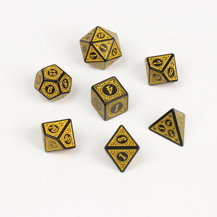 Набор кубиков для D&D (Dungeons and Dragons, ДнД) "Время игры", серия: D&D, 7 шт, желтые 9889054