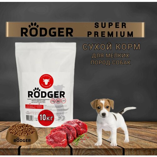 RODGER Сухой Корм SUPER PREMIUM, для собак мелких пород, говядина 10кг