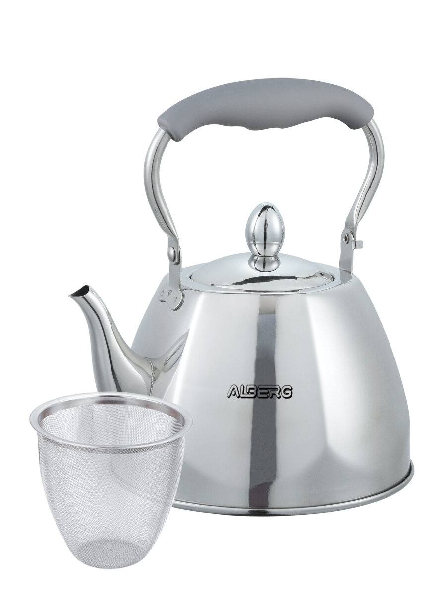 Чайник для плиты с фильтром ALBERG AL-3039 1.2 литра, зеркальная полировка