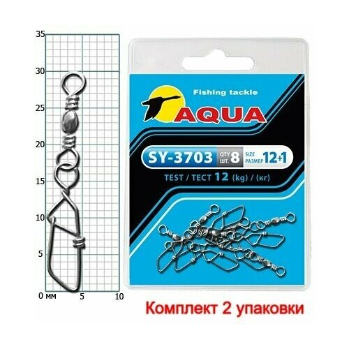 карабин с вертлюгом aqua sy 3007 12 2 упк по 8 шт Карабин с вертлюгом AQUA SY-3703 №12+1 (2 упк. по 8 шт.)