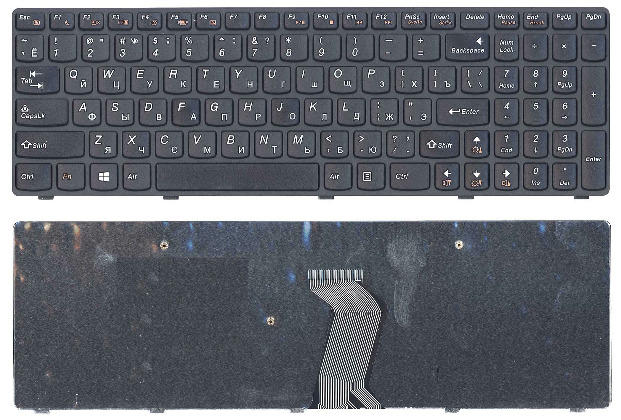 Клавиатура для ноутбука Lenovo IdeaPad G500 G700 черная с черной рамкой