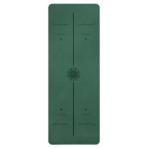 фото Ультрацепкий 100% каучуковый коврик для йоги simple mandala green 185*68*0,5 см нескользящий yogatops