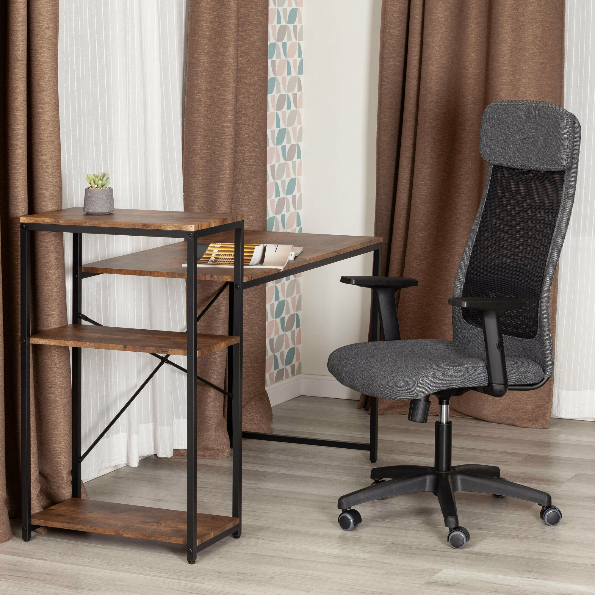 Кресло компьютерное офисное TetChair PROFIT PLT, ткань/ сетка, серый/ черный