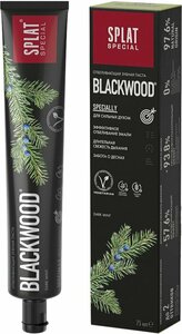 Зубная паста Splat Special Blackwood Черная без фтора Черное дерево для отбеливания зубов 75мл