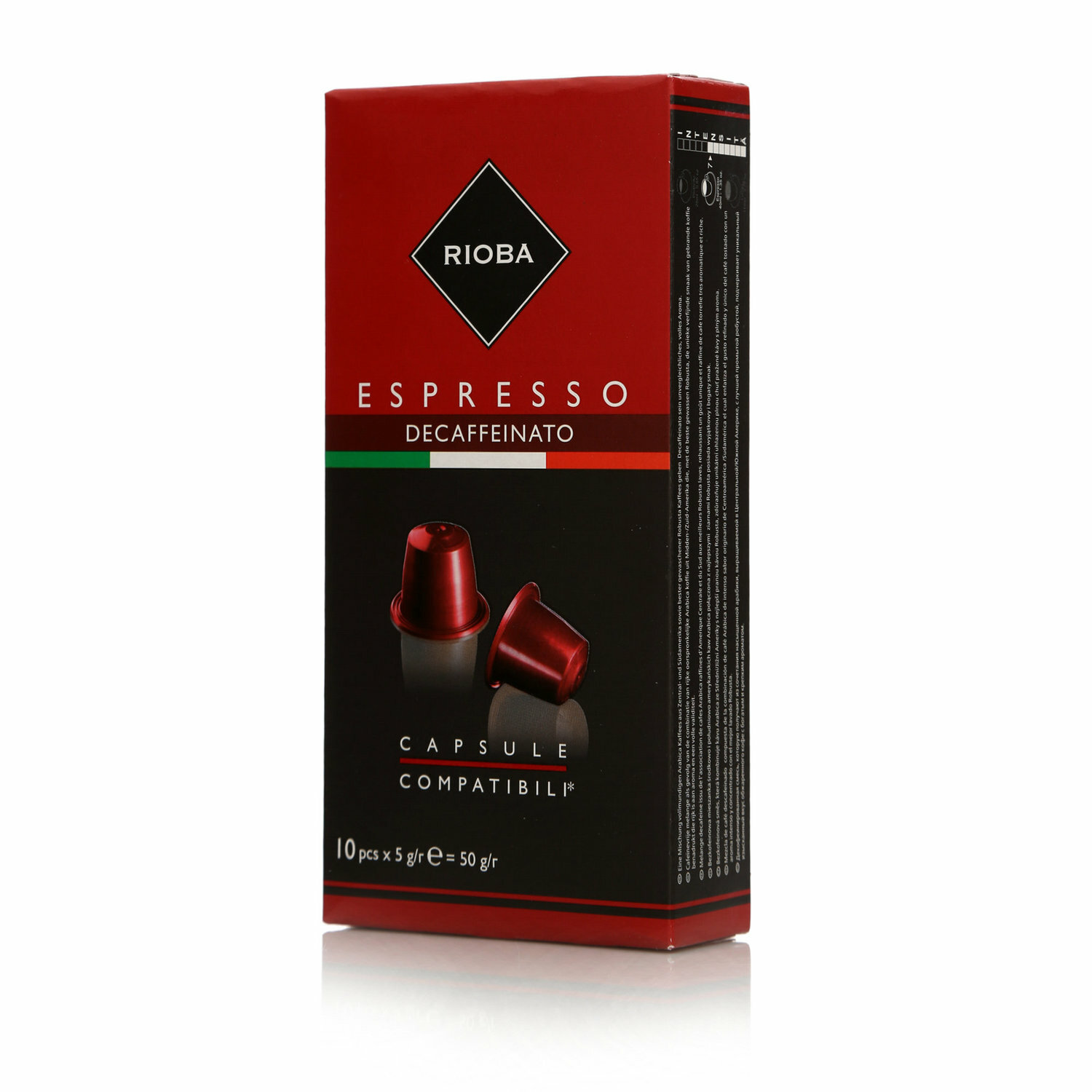 Капсулы для кофе-машины Espresso decaffeinato ТМ Rioba (Риоба), 10 капсул